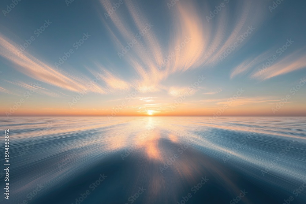 Canvas Prints a silent and calm seascape where the first light of day breaks through the horizon, casting an ether