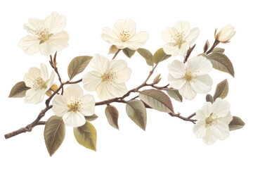 Cream cherry blossoms on natural branch
