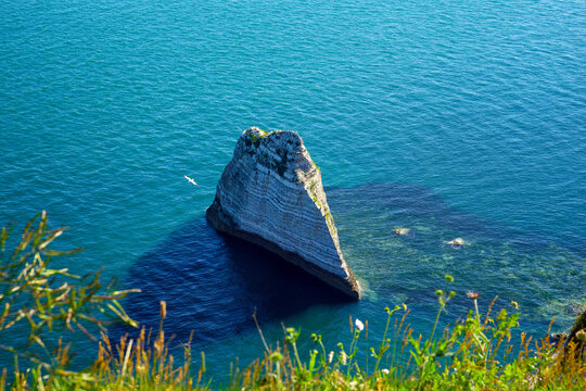 The Vaudieu chalk rock in Etretat coast