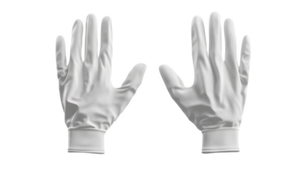 realistic cotton gloves mockup, top view with a cuff, isolated on transparent background