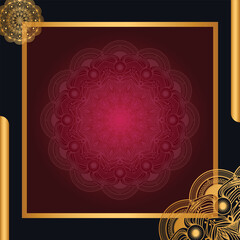 Luxury Golden Lantern Horizontal Mandala Ramadan Islamic Isra Miraj Al Nabi Background Banner