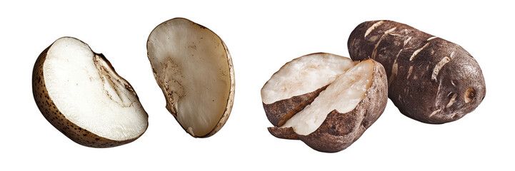 Set of a Sliced potatoes, isolated on transparent background.