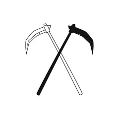 Scythe weapon grim reaper flat vector template