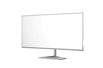 Wide white desktop monitor with blank screen
