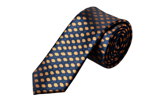 realistic silk tie mockup, angled view with a pattern, isolated on transparent background