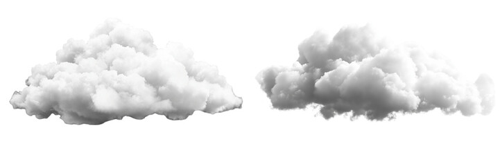  Set of a White cloud, isolated on transparent background.