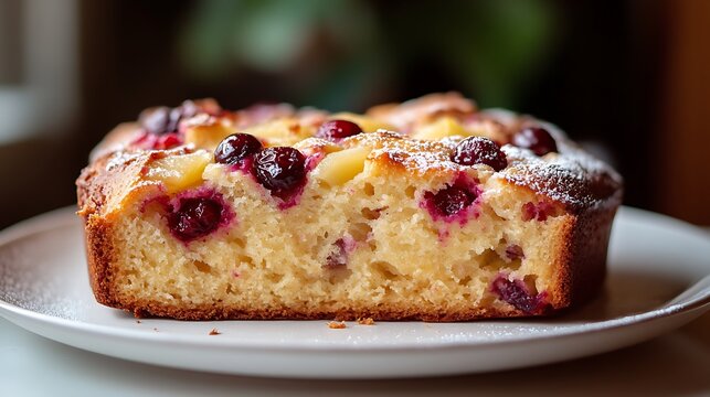 Freshly Baked Berry and Pineapple Cake on a Plate