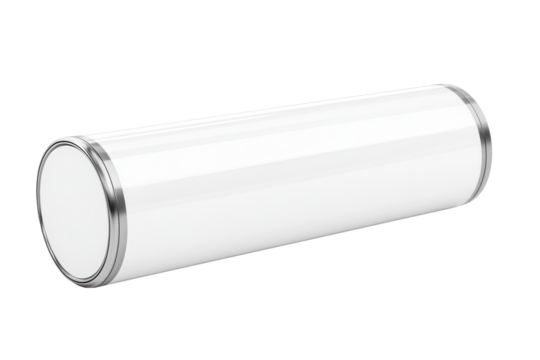 Minimal cylindrical smart speaker isolated on white
