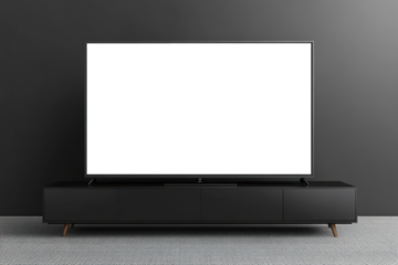 Flat screen TV on black wall background
