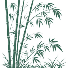 Obraz premium Elegant bamboo forest illustration nature themed oriental zen style vector illustration 