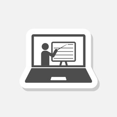 Online training icon sticker isolated on gray background