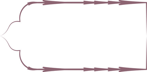 Elegant Islamic arch frame with arrowhead accents in a minimal maroon outline style. Ideal for religious flyers, cards, or decorative layouts. Clean, symmetrical, and ready-to-use vector art.