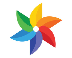 A colorful pinwheel isolated on white background spins cheerfully Ai Generated