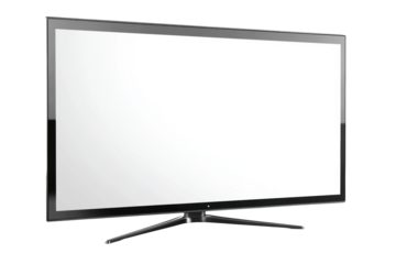Angled flat TV with reflective screen surface
