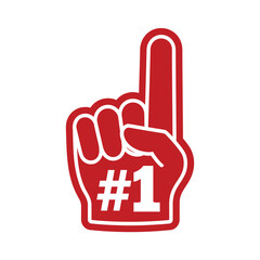 Red Foam Finger with Number One Isolated on White Background