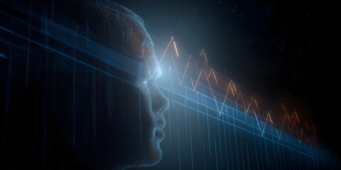 abstract blue background with lightning generated by mid journey