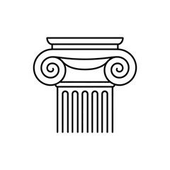Ionic Column Capital Line Art Illustration on White Background