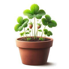 Obraz premium A young apple plant in pot isolated on white background