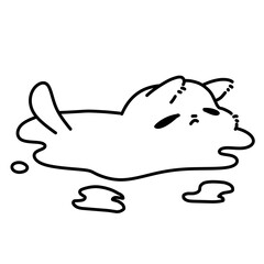 vector image of a cat melting line art outline 