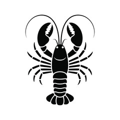 Obraz premium Simple Black Lobster Silhouette on White Background for Graphic Design