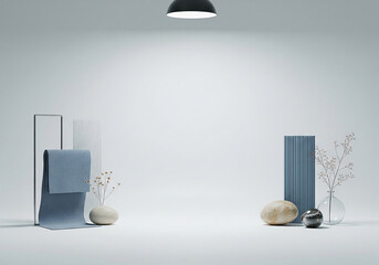 Minimalist Product Display with Blue Accents