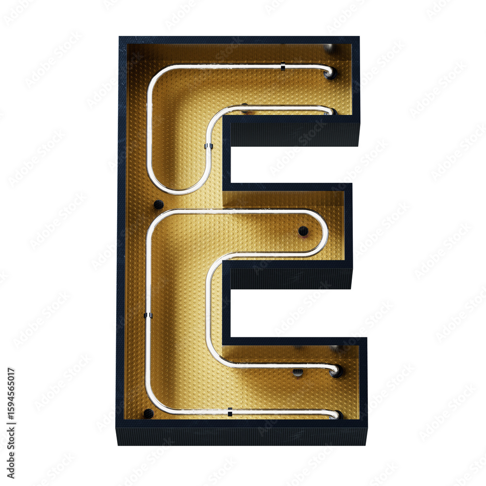 Aufkleber bright neon font with fluorescent tubes.metallic futuristic cyberpunk alphabet. 3d rendering isolate