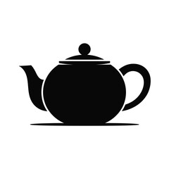 Simple Black Teapot Silhouette on White Background for Creative Projects