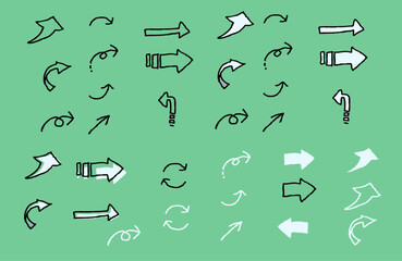 手描きのシンプルな矢印のアイコンセット