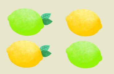 水彩風のレモンのイラストセット