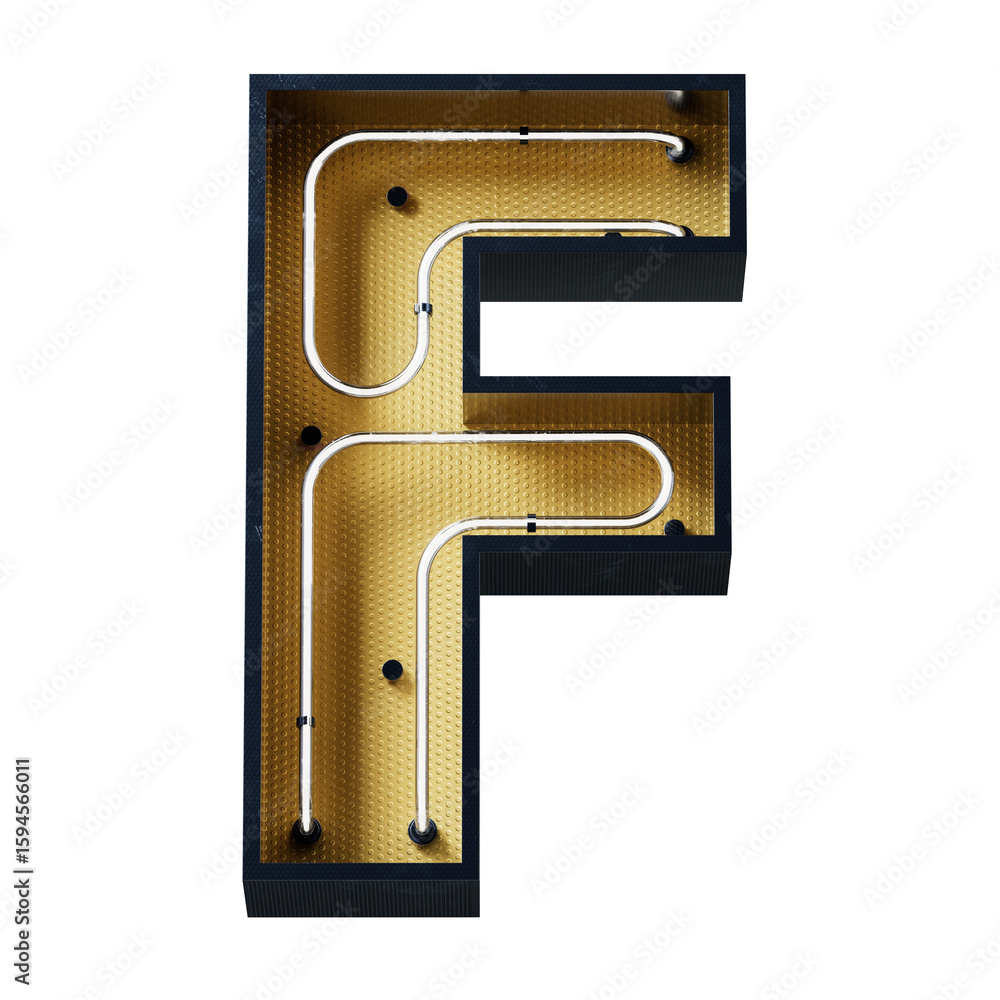 Poster bright neon font with fluorescent tubes.metallic futuristic cyberpunk alphabet. 3d rendering isolate