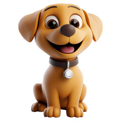 3d rendering icon dog illustration PNG. cartoon minimal style puppy on transparent isolated background.