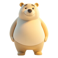 3d rendering icon bear illustration PNG. cartoon minimal style on white bear transparent isolated background.