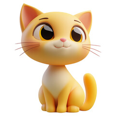 3d rendering icon cat illustration PNG. cartoon minimal style brown cat on transparent isolated background.
