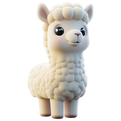 3d rendering icon alpaca illustration PNG. cartoon minimal style alpaca on transparent isolated background.