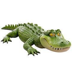 3d rendering icon crocodile illustration PNG. cartoon minimal style alligator on transparent isolated background.