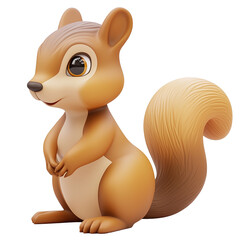3d rendering icon squirrel illustration PNG. cartoon minimal style squirrel on transparent isolated background.
