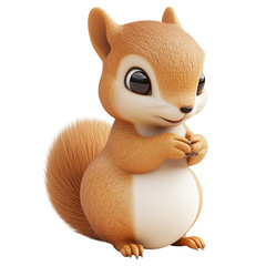 3d rendering icon squirrel illustration PNG. cartoon minimal style squirrel on transparent isolated background.
