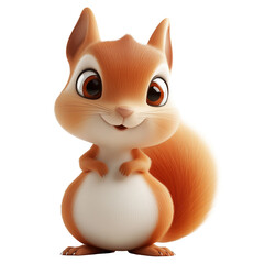 3d rendering icon squirrel illustration PNG. cartoon minimal style squirrel on transparent isolated background.