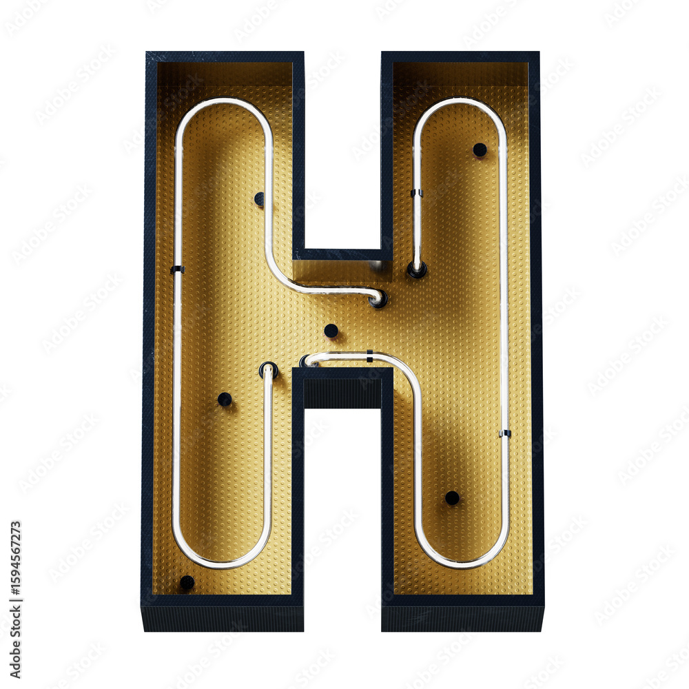 Aufkleber bright neon font with fluorescent tubes.metallic futuristic cyberpunk alphabet. 3d rendering isolate