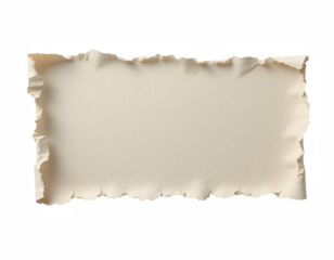 against a solid dark backdrop is a piece of paper with ragged edges, positioned horizontally. the paper has an off white hue and a slightly textured surface