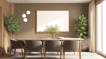 Dining area with a minimalist aesthetic.