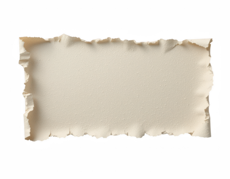 against a solid dark backdrop is a piece of paper with ragged edges, positioned horizontally. the paper has an off white hue and a slightly textured surface