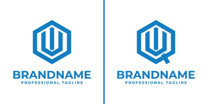 Letters OUI and QUI Hexagon Logo, for OUI, OIU, UIO, UOI, IUO, IOU, QUI, QIU, UIQ, UQI, IUQ, IQU initials