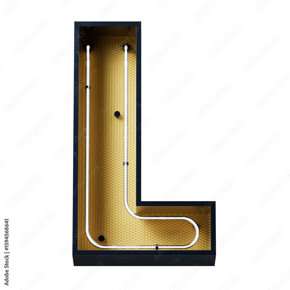 Poster bright neon font with fluorescent tubes.metallic futuristic cyberpunk alphabet. 3d rendering isolate
