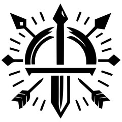 Equipped for any challenge, a logo for an outdoor adventure or survival gear company