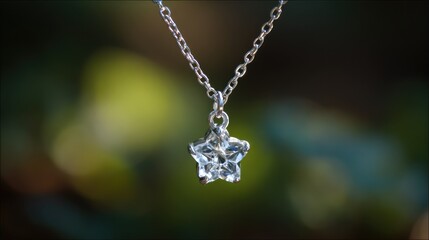 Delicate star pendant necklace centered in soft studio lighting