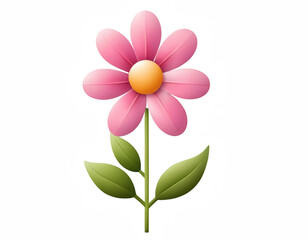 the image features a digitally rendered flower against a plain dark backdrop. the flower has a bright orange circular center surrounded by elongated, pink petals