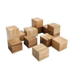 Fototapeta premium Geometric wooden blocks, light brown tones, various sizes