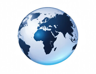 Naklejka premium the image features a spherical representation of the world. the primary hues are blue and white, which create a contrast against the dark background