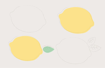 シンプルなレモンのイラストセット